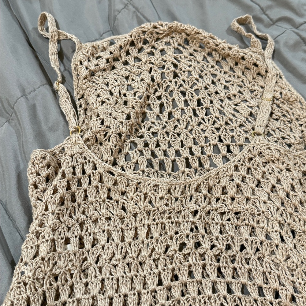 Beige Crochet Knit dress by Flook size medium - Picture 4 of 7